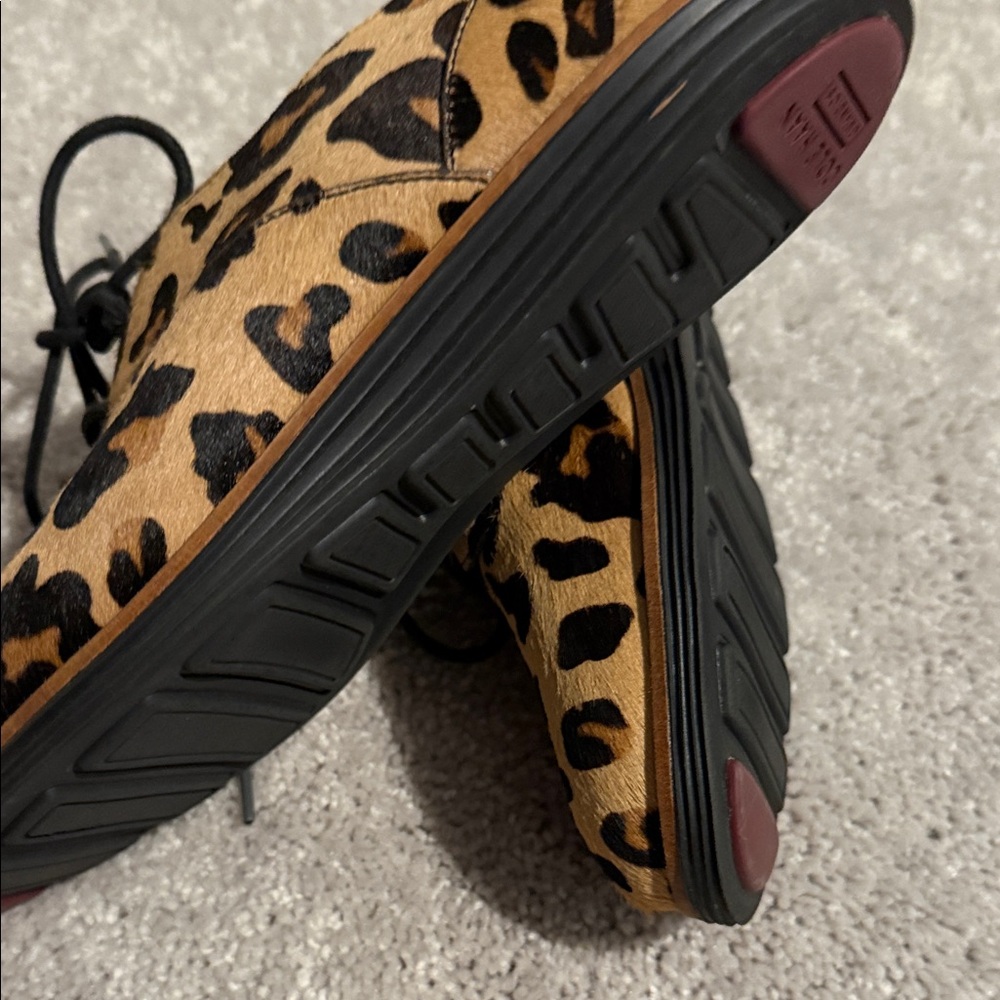 Cole Haan Leopard Print Lace-Up Oxfords in Tan and Black - Picture 3 of 6